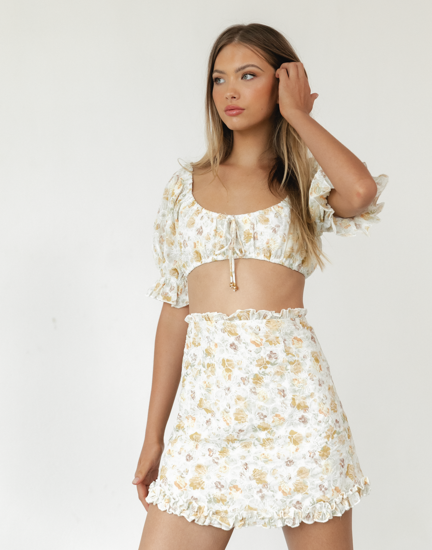 Malany Mini Skirt (Floral Print) - Floral Mini Skirt - Women's Skirts - Charcoal Clothing