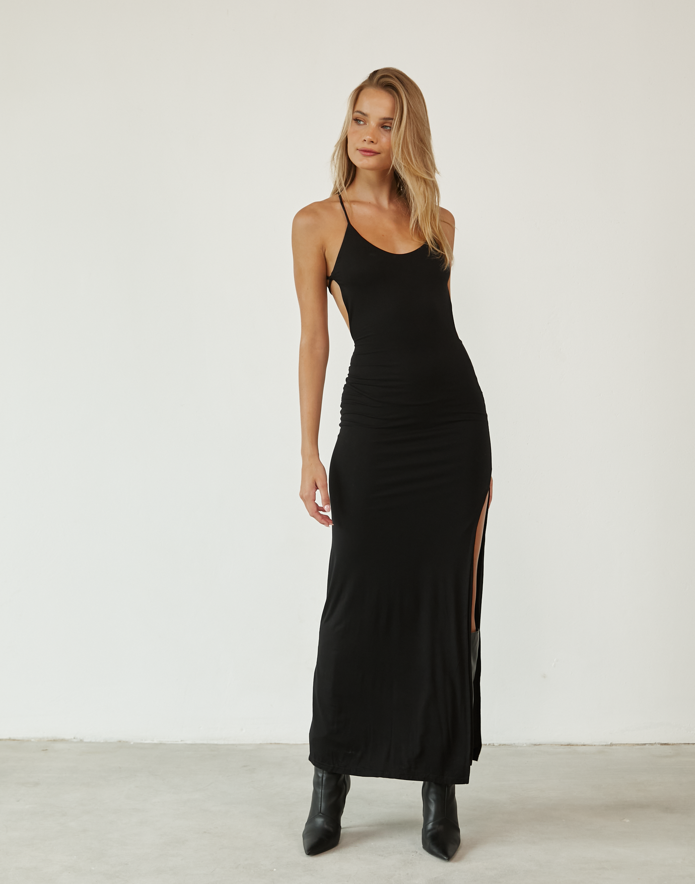 Ruth Maxi Dress (Black) - Tie-up Back Maxi Dress - Women's Dress - Charcoal Clothing