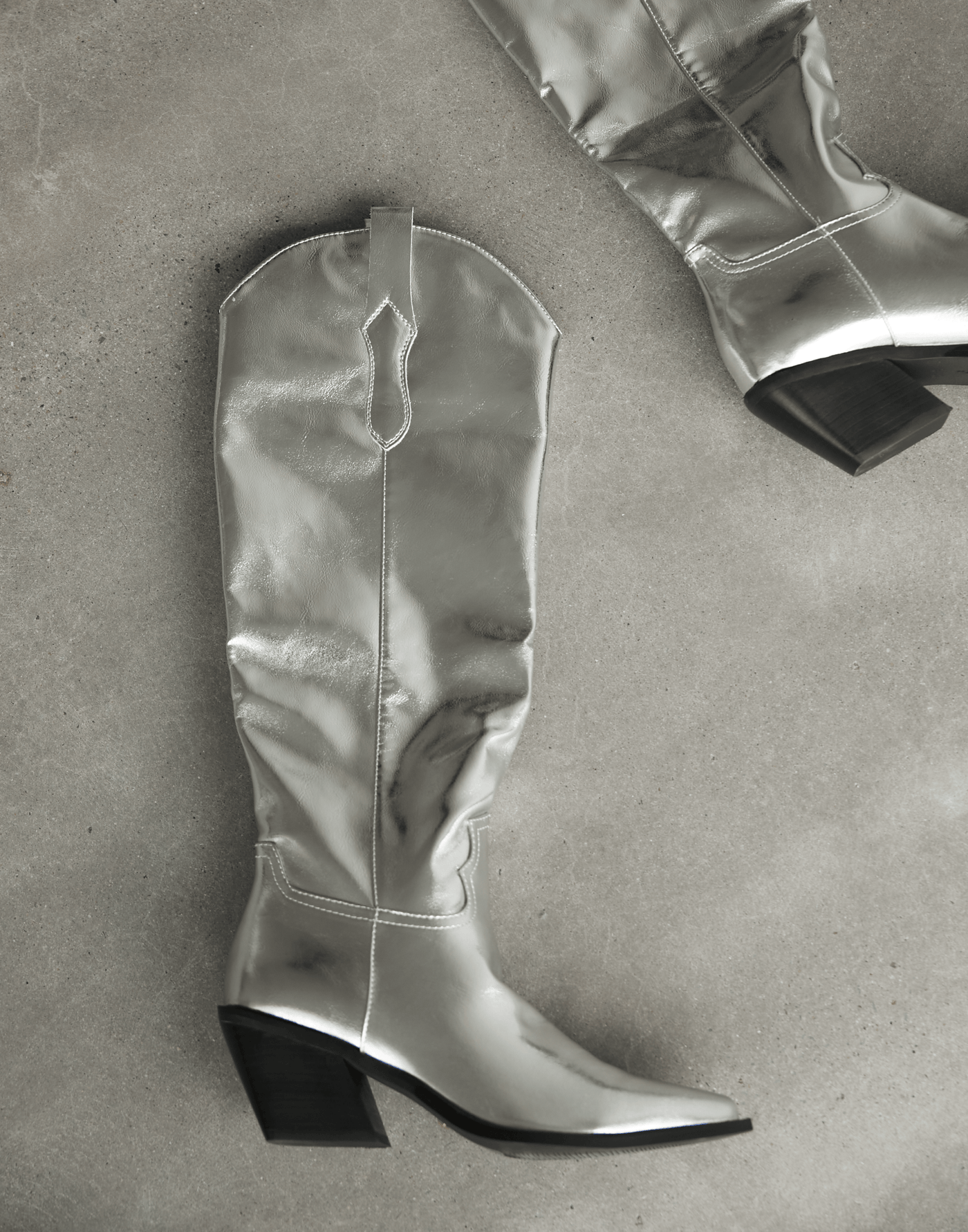 Ulise Cowboy Boots (Silver Metallic) - By Billini - Women's Shoes - Charcoal Clothing