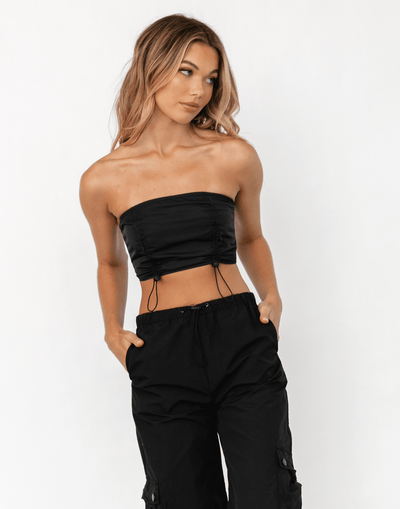 Pierson Crop Top (Black) - Strapless Black Crop Top - Women's Top - Charcoal Clothing