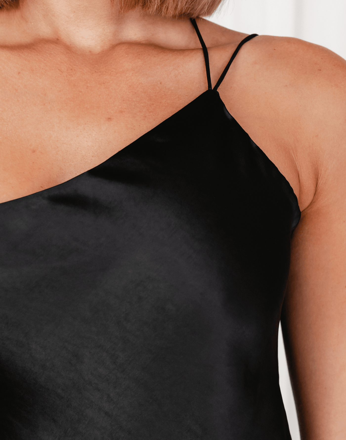 Gemini Mini Dress - Black Silk One Shoulder Mini Dress - Women's Dress - Charcoal Clothing