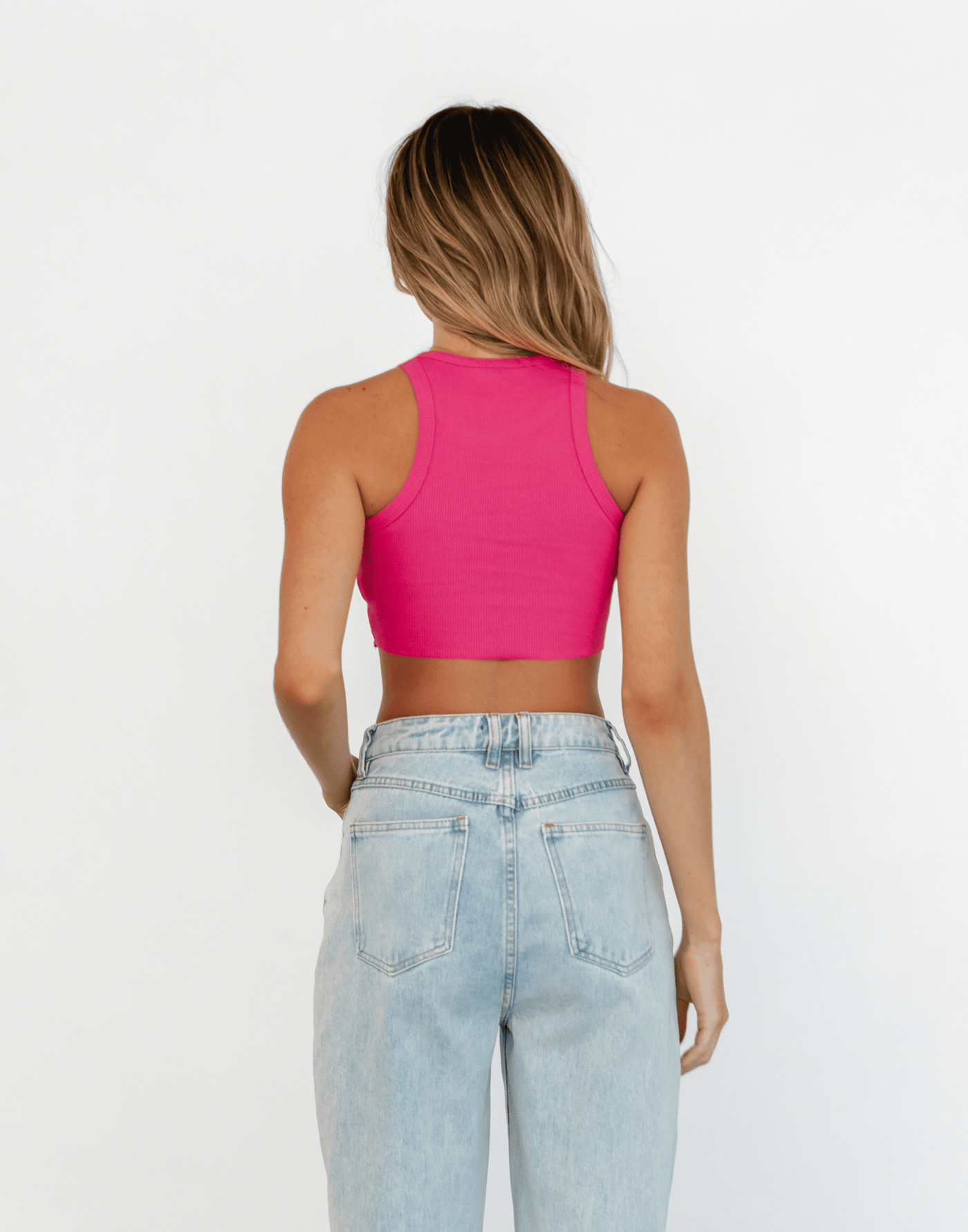 Emerie Tank Top (Hot Pink) - Basic Ribbed Tank Top - Women's Top - Charcoal Clothing