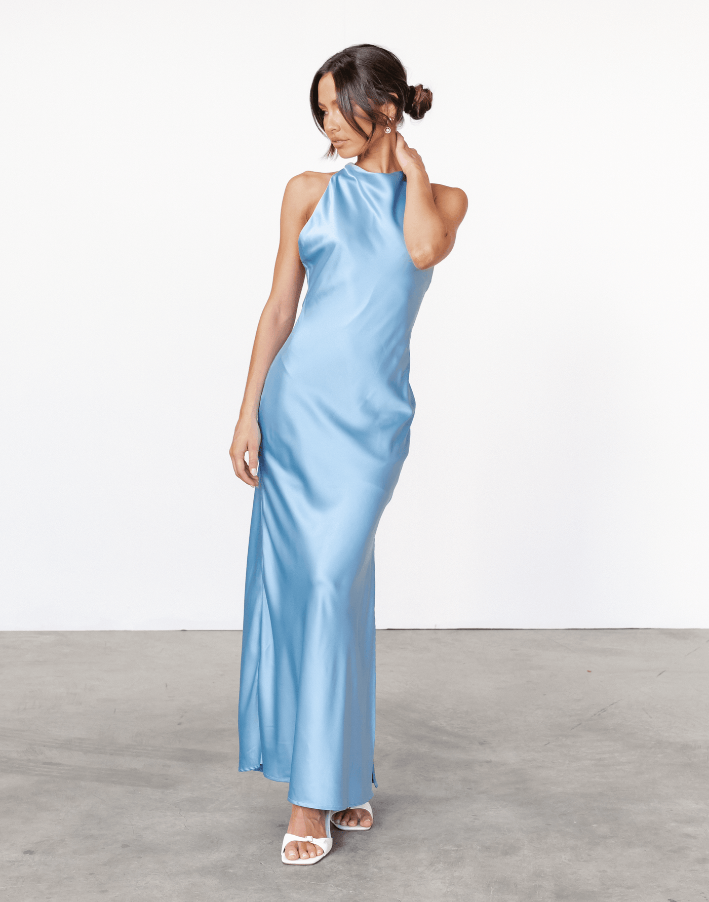 Cyrus Maxi Dress (Blue) - Silky Maxi Dress - Women's Dress - Charcoal Clothing