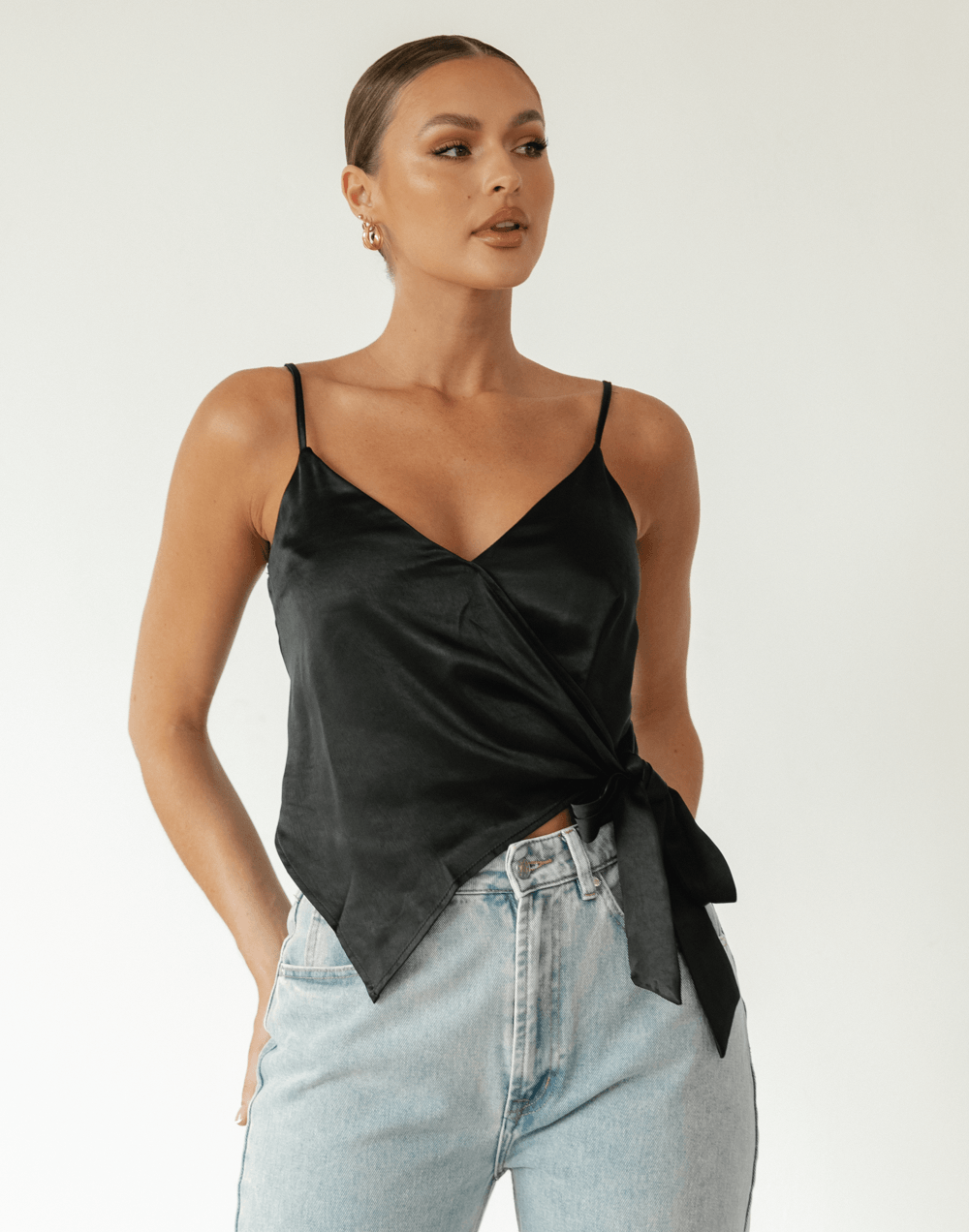 Asher Top (Black) - Black Tie-Up Top - Women's Top - Charcoal Clothing