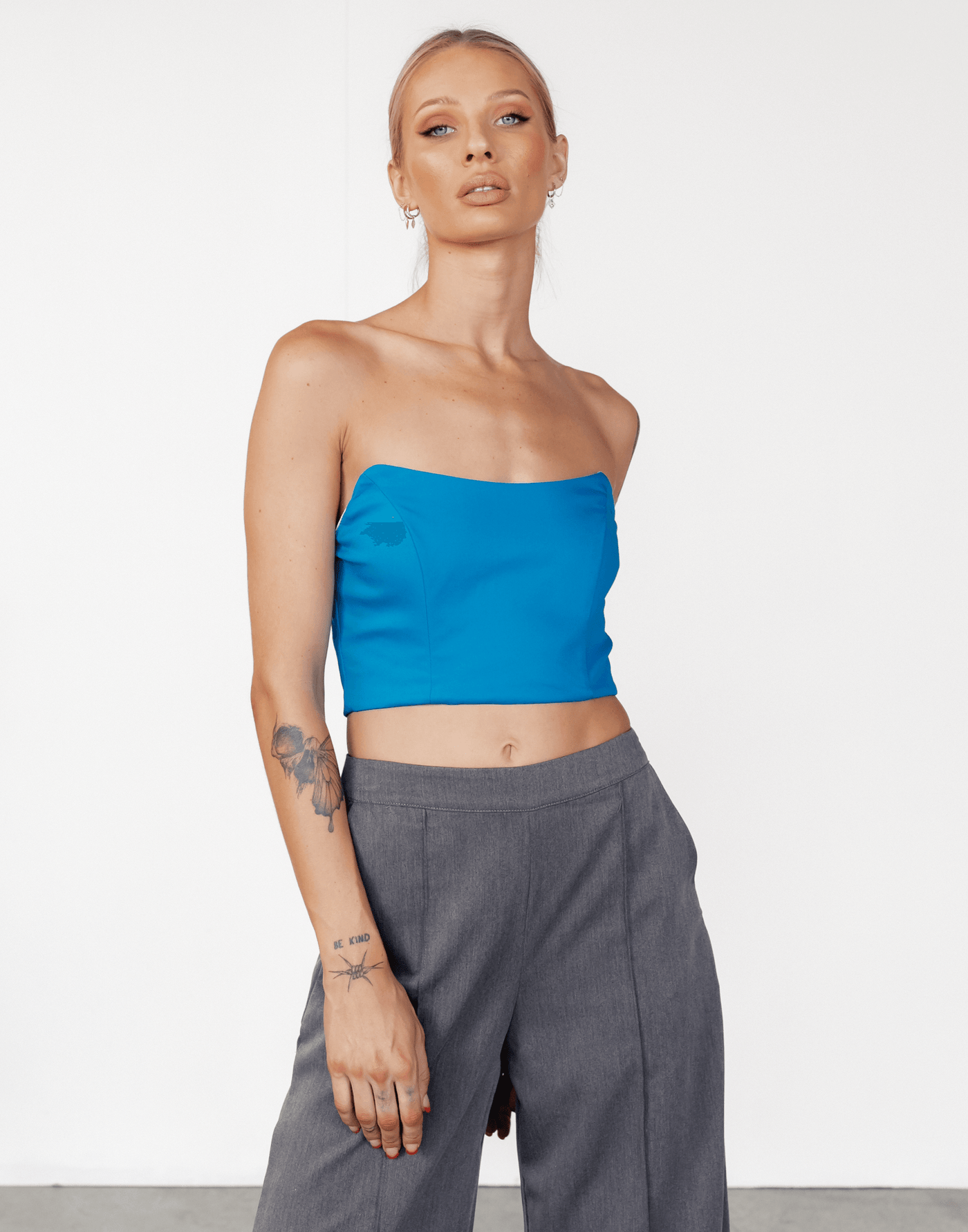 Close To You Corset Top (Cobalt) - Fitted Crop Top - Women's Top - Charcoal Clothing