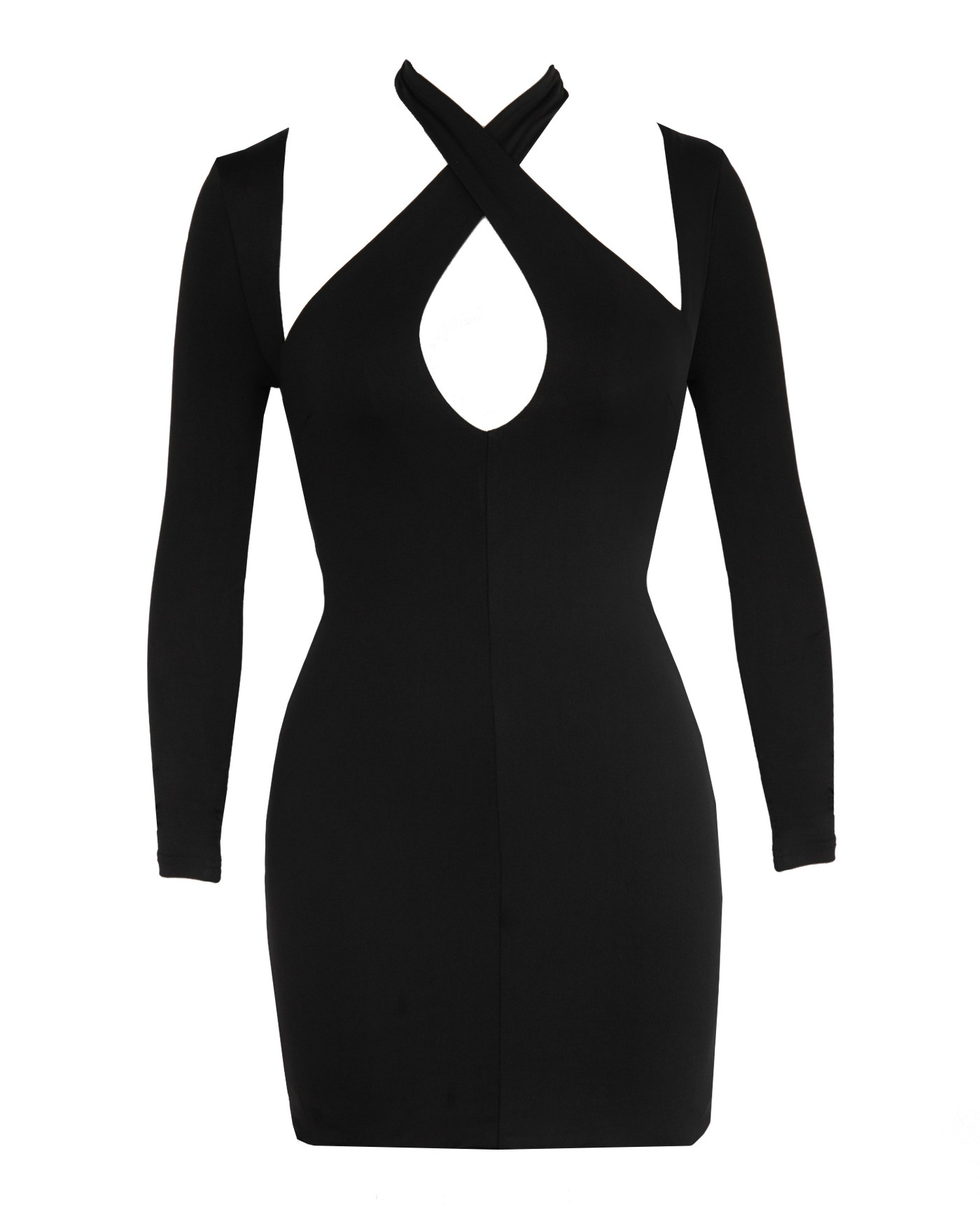 Imprint Mini Dress (Black) - Long Sleeve Black Mini Dress - Women's Dress - Charcoal Clothing