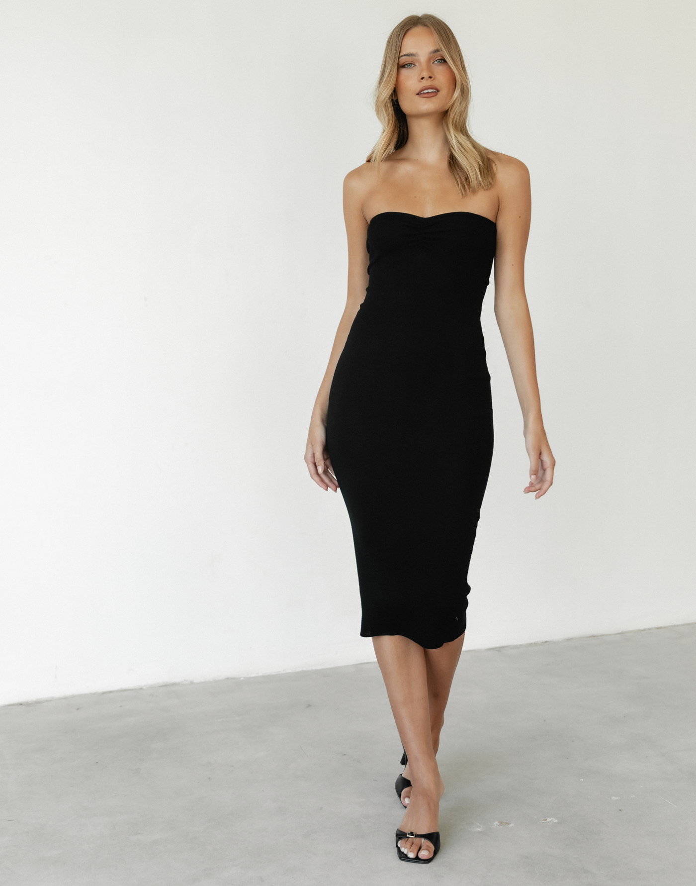 Westaway Midi Dress (Black) - Strapless Midi Dress - Women's Dress - Charcoal Clothing