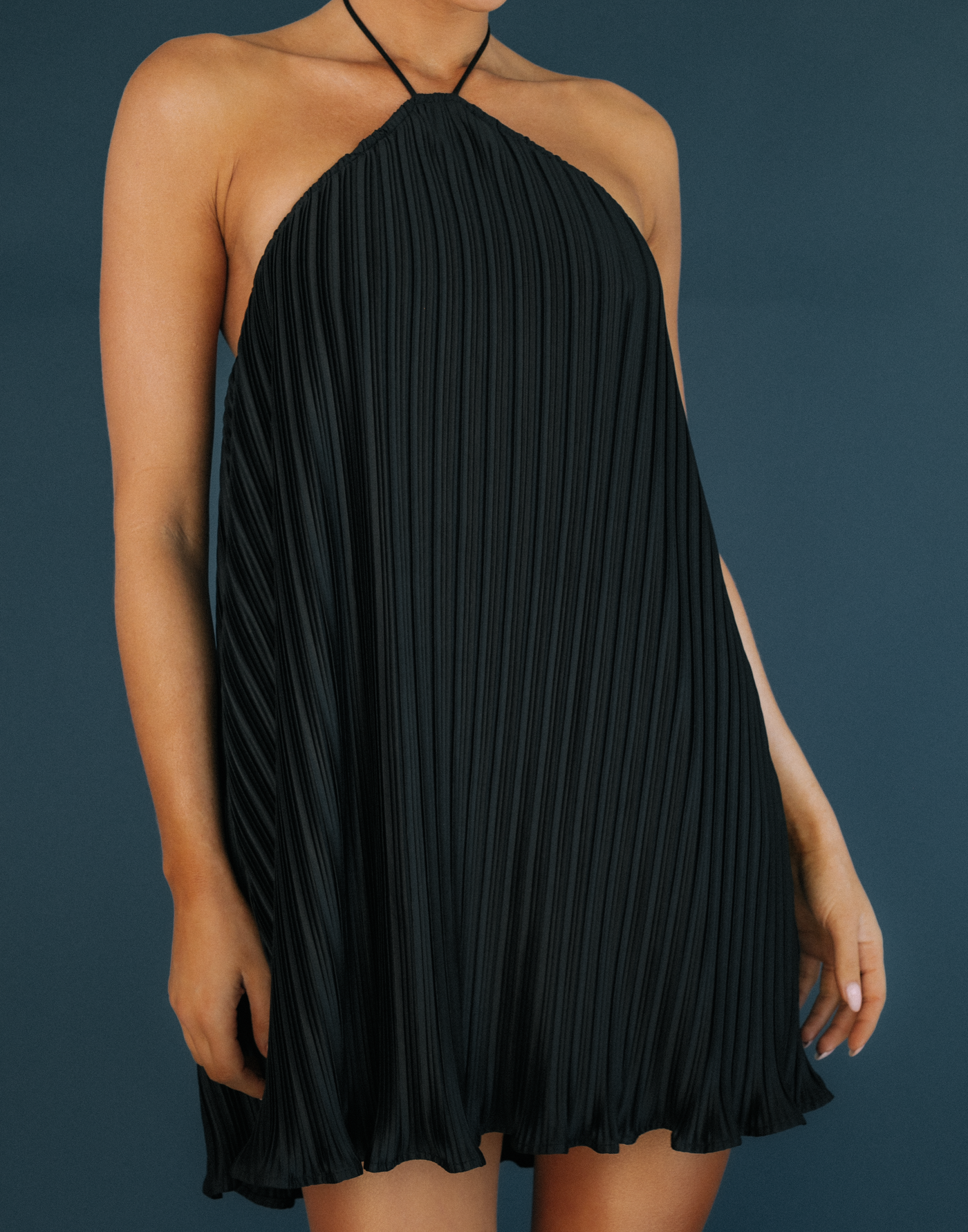 Spectre Halter Mini Dress (Black) - White Halter Mni Dress - Women's Dress - Charcoal Clothing