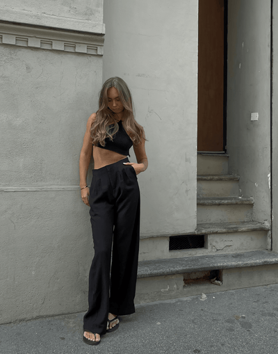 New Girl Pants (Black) - Black High Waisted Pants - Women's Pants - Charcoal Clothing