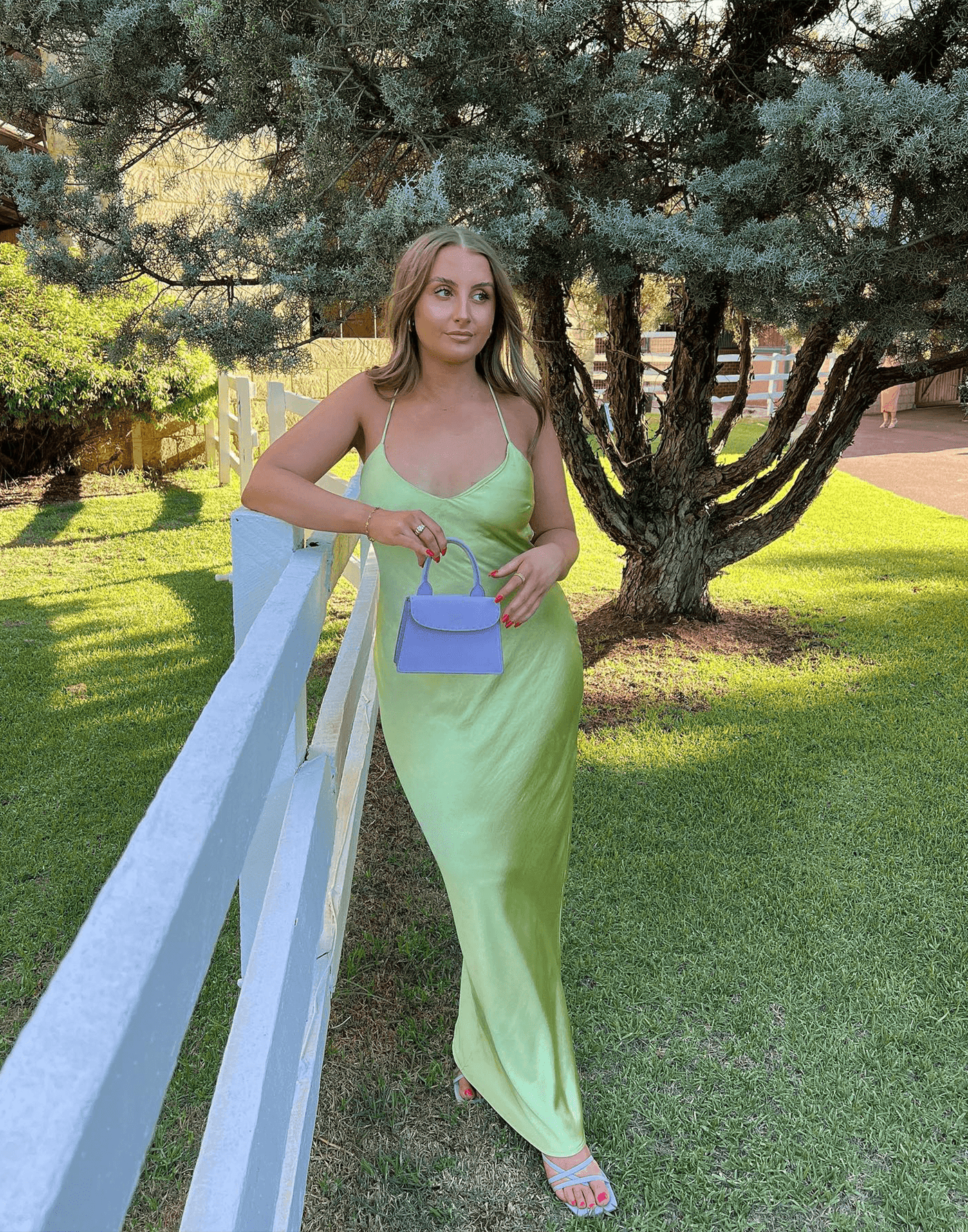 Green sales silk maxi