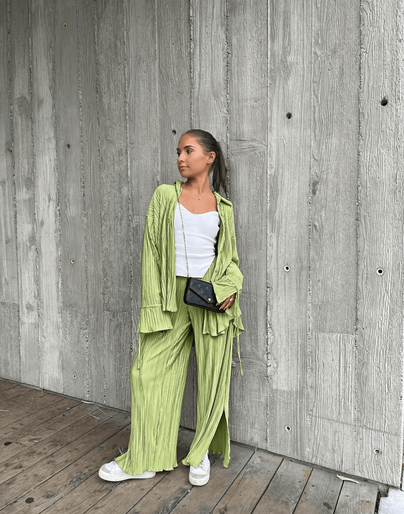 Sweet Serenity Pants (Green) - Green Pleated High Waisted Pants - Women's Pants - Charcoal Clothing