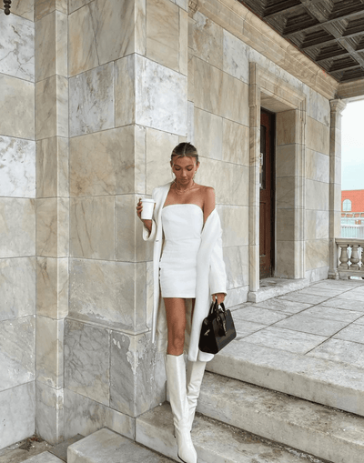 Tarni Mini Dress (Off-White) - Strapless Mini Dress - Women's Dress - Charcoal Clothing